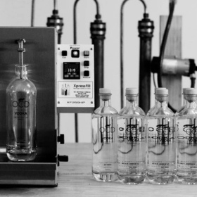 black and white closeup of distillery process